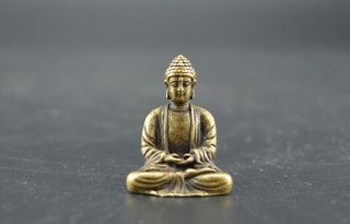 Chinese Pure Brass Sakyamuni Buddha Small Statue 2