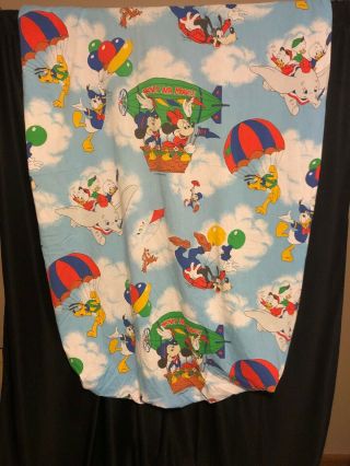 Walt Disney Mickey Mouse Air Mobile Twin Fitted Sheet Vintage Fabric