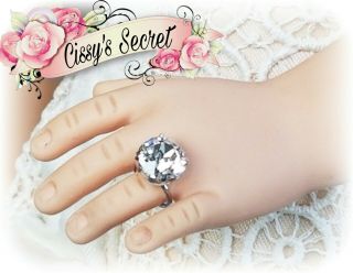 Madame Alexander Vintage Cissy Doll Clear Solitaire Rhinestone Ring