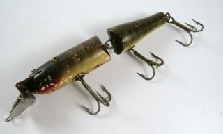 Vintage Creek Chub Jointed Pikie Glass Eye Wooden Fishing Lure,  Rough