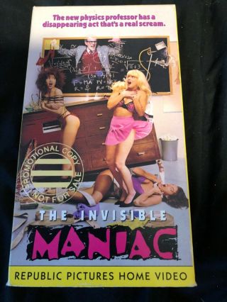 The Invisible Maniac Vhs 1990 Horror Noel Peters Adam Rifkin Republic Rare