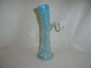 Very Rare Vintage Webb Blue Opalescent Thorn Whimsey Vase With Handle