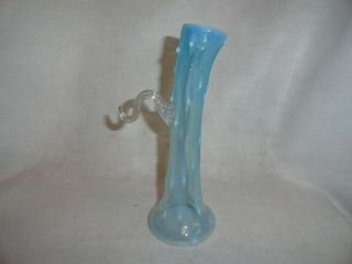 Very Rare Vintage Webb Blue Opalescent Thorn Whimsey Vase with Handle 3