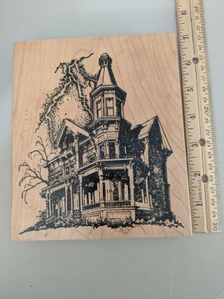 Arizona Stamps,  Too Haunted House Rare Wood Mounted Rubber Stamp Large