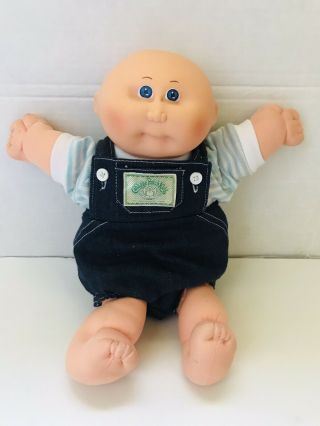 Vtg 1984 Cabbage Patch Kid Doll Bald Baby Boy Blue Eyes