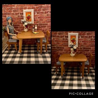 Barbie & Poppy Parker,  Vintage Mid Century Customized Table &chairs (no Dolls)