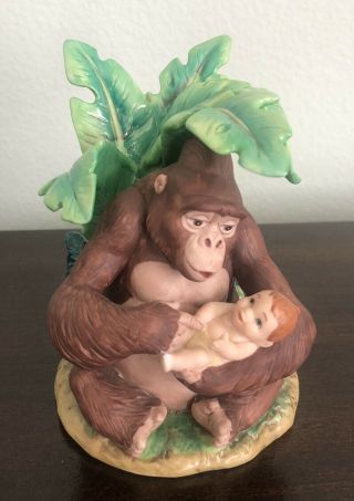 Rare Burroughs And Disney Young Tarzan With Kala Ceramic Porcelain Figurine Euc