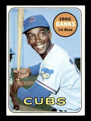 1969 Topps Ernie Banks Chicago Cubs 20 Baseball Card Hof Nm Sharp