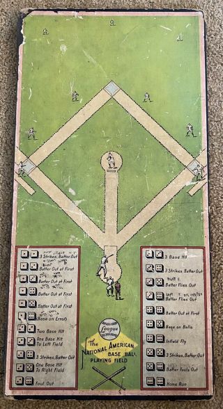 Vintage National American Baseball Playing Field & Football Game Board Antique