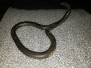 Antique Hand Forged Cast Iron Hay Bale Farmhouse Hook Hearth Iron Hanger