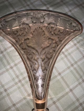Fostoria VERSAILLES PINK Fan Vase Very Rare 3