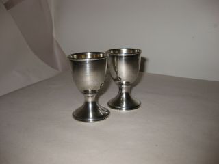 2 Vintage Solid Sterling Silver Egg Cup Shot Glass Jiggers 52 Grams