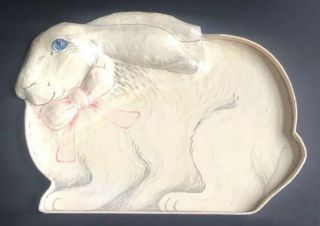 W@w Vintage Fitz & Floyd Easter Rabbit Bunny Paper Mache Tray Decor Antique Rare