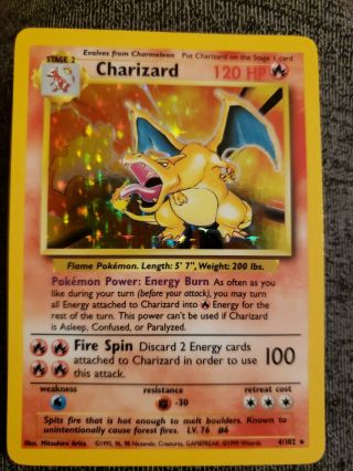 1999 Pokemon Charizard Base Set Holographic Card 4/102 Holo Card