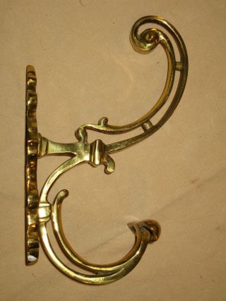 Vintage Solid Brass Coat Wall Hook Very Large 9.  5 Inches