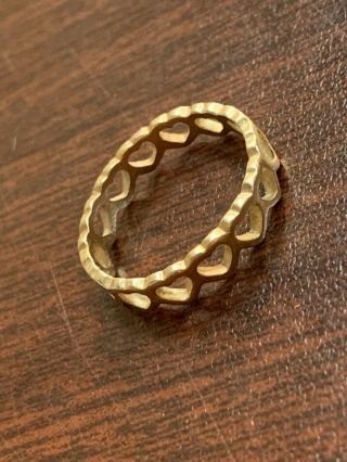 Rare James Avery Retired 14k Yellow Gold Heart Ring Band Sz 6