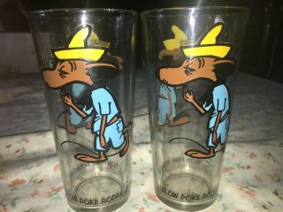 2 Rare Pepsi Slow Poke Rodriguez Collector Glass 1973 Looney Tunes Warner Bros