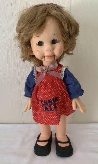 Vintage Cute 1974 Horseman Tessie Talks Girl Ventriloquest Standing Doll 18”