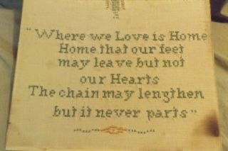 Antique Cross - Stitch on Linen WHERE WE LOVE IS HOME 13x15 