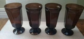 Lenox Antique Brown Iced Tea Crystal Glasses 6 5/8 " Tall Set Of 4