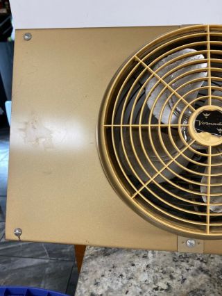 Rare Vintage VORNADO Gold Electric Window Fan Exhaust 26” W 16” Tall Metal 3