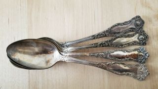 4 Antique Vintage Collectible Spoons 5.  75 " Wm Rogers & Son Silver Plate - Aa