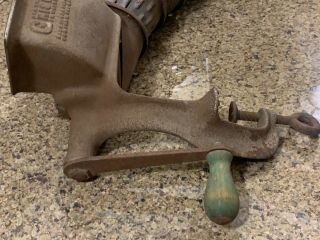 Vtg 1922 Griscer FOOD CUTTER Cheese Meat Grinder Counter Top Mount Green Handle 3