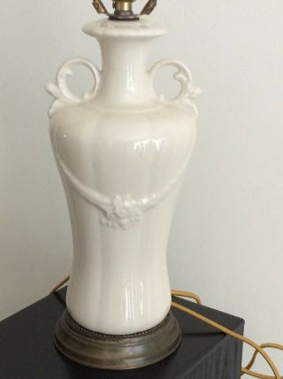 Antique Vintage Off - White Ceramic Side Table Lamp Bed 21 " Height