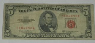 1953c 5 Five Dollar Bill Star Note W/ Rare Red Seal 13443706a Send Offers
