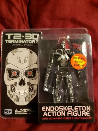 T2 3d Terminator 2 Universal Studios Endoskeleton Action Figure Light Up Rare