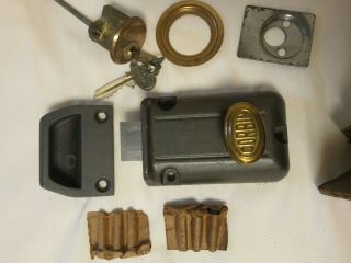Antique Corbin Deadbolt Door Lock Brass Knob 2 Ornate Keys