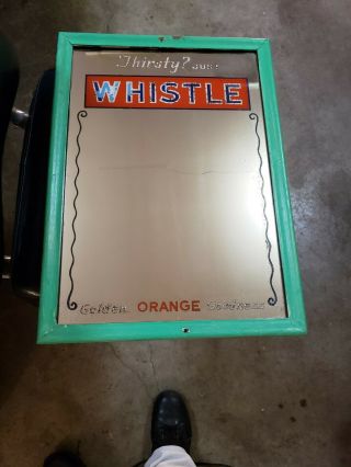 Very Rare Vintage Whistle Soda Pop Mirror Advertising Sign Gas Station Garage