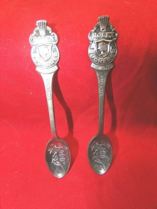 2 Vintage Rolex Souvenir Silver Plate Spoons - Lugano,  Bucherer Of Switzerland