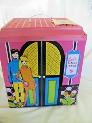 1968 Barbie Family House,  Mod House Open Up,  With Furniture W Mattel Tag