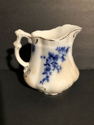 Antique 1800’s W.  H.  Grindley Rose Pattern Flow Blue Creamer Pitcher 4.  25 " Tall