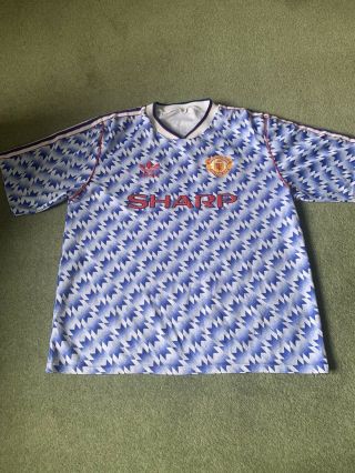 Vintage Rare Adidas Manchester United Away Shirt Xl Man Utd 1990 - 92
