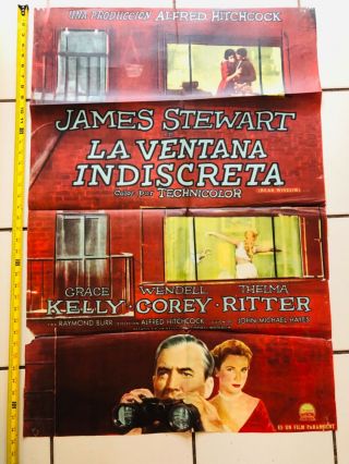 Vintage Alfred Hitchcock Rear Window Spanish Movie Poster La Ventana Indiscreta