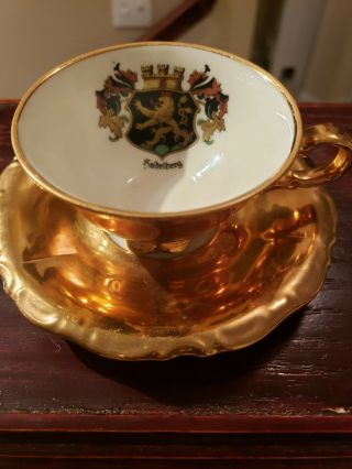 Antique Waldershof Bavaria Germany 2pc.  Gold Tea Cup And Saucer Set