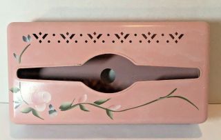 Detecto Scales,  Vintage Metal Tissue Holder,  Pink,  Hand Paint Flowers