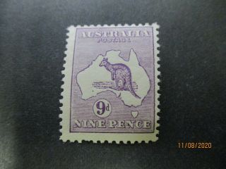 Kangaroo Stamps: 9d Violet 1st Watermark - Rare - (k27)