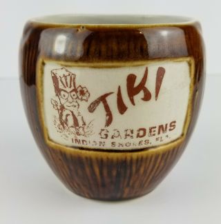 Vintage Tiki Gardens Logo Ceramic Mug Cup Indian Shores Florida Rare