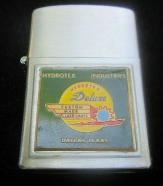 Hydrotex Vintage Cigarette Lighter Dallas Texas Oil Lubricant Nos Rare Art Deco
