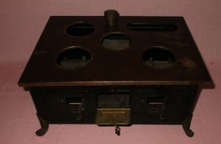 Antique 19th C Bing Germany Metal Tin Doll House Cooking Stove w/ Burners Rare 3