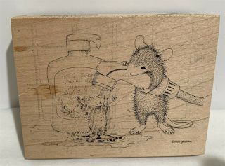 Stampa Rosa House Mouse Singin In The Drain Mice Wood Rubber Stamp Rare