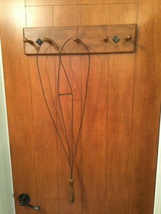 Vintage Carpet Rug Beater Twisted Wire Hanger,  Offset Wooden Handle
