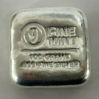Rare 100 Gram Silver Bar 9 Fine.  999 Fine Silver 3.  2,  Troy Oz Loaf Bar