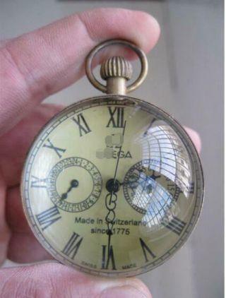 2 Inch Exquisite Chinese Vintage Copper Glass Pocket Watch Ball Clock