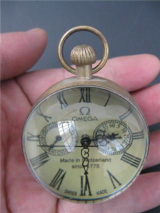 2 inch Exquisite Chinese vintage Copper Glass pocket watch Ball clock 2