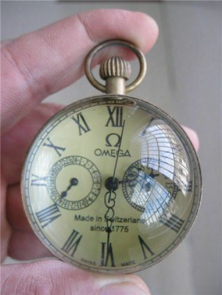 2 inch Exquisite Chinese vintage Copper Glass pocket watch Ball clock 3