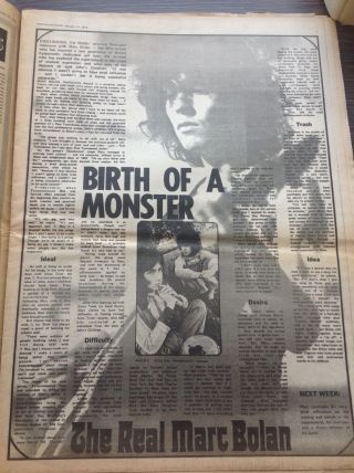 T Rex / Marc Bolan - 1 X Page A3 Article 1970 